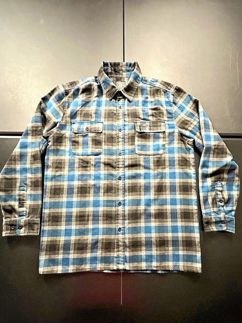 Famous Stars and Straps blue, grey, and black plaid flannel shirt size XL